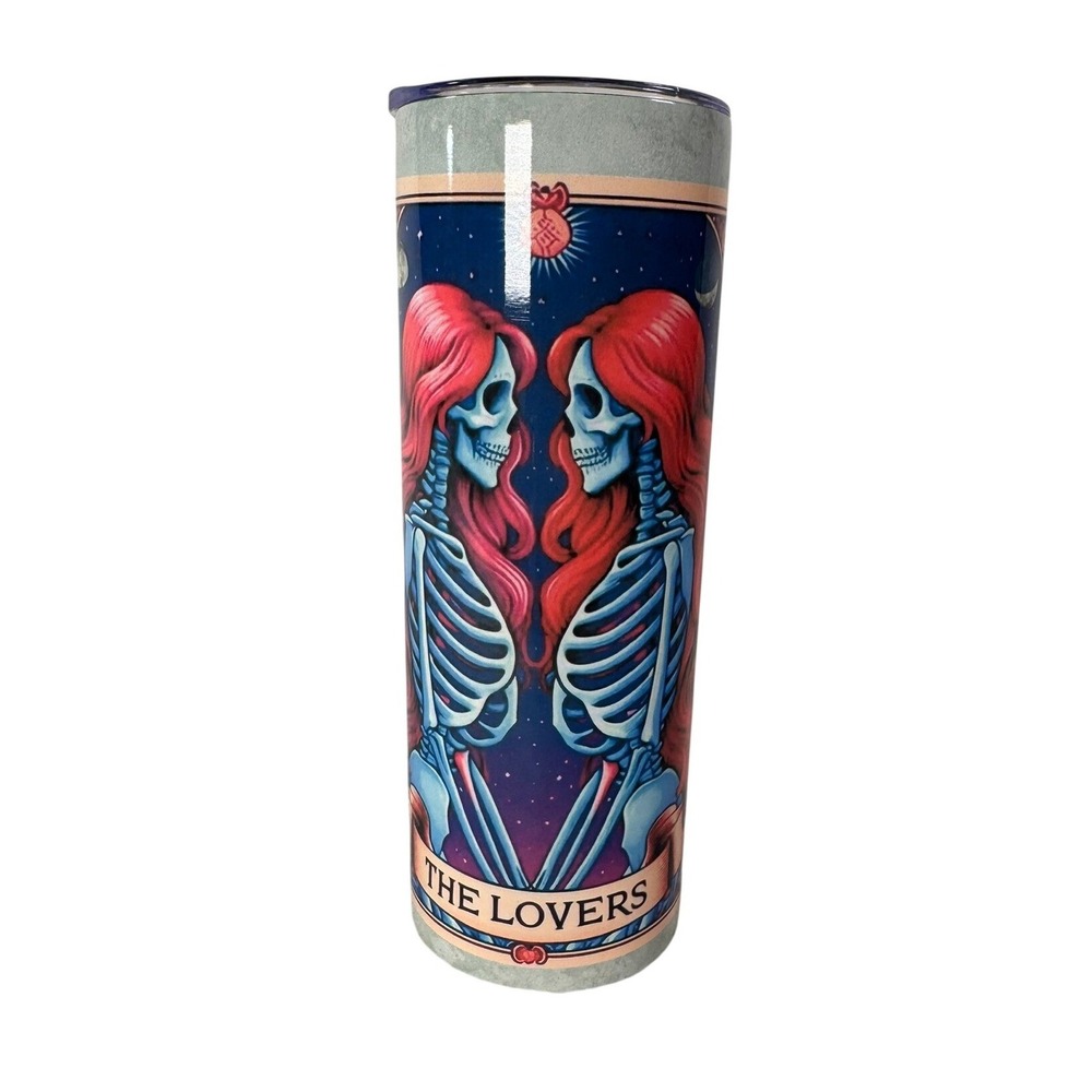 The Lovers Tarot Skeleton Maid of Honor Era Stainless Steel Tumbler 20oz Teal